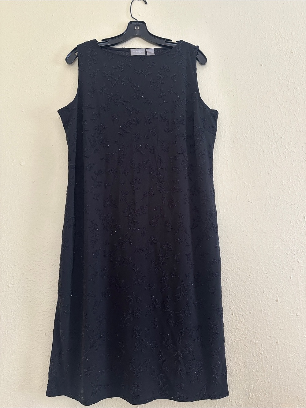 Classic Black Sleeveless Beaded Shift Dress NWT